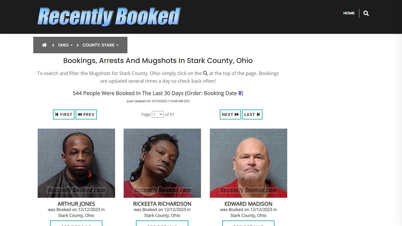 Recent bookings, Arrests, Mugshots in Stark County, Ohio - Recently Booked